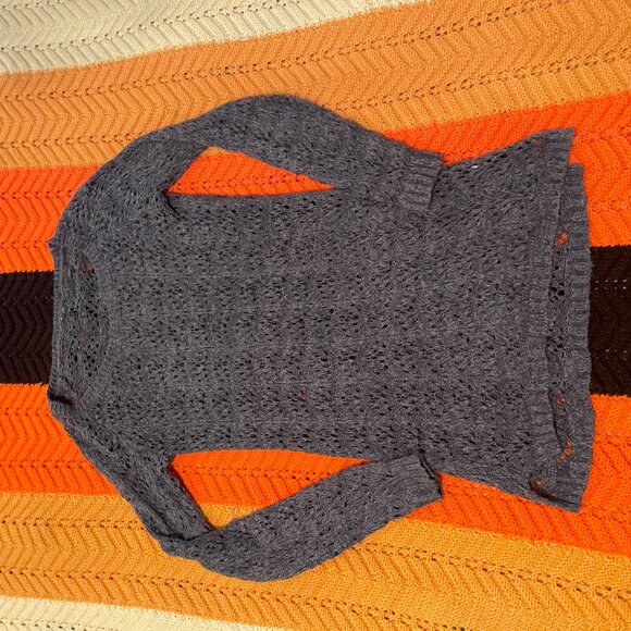 Y2K LAYERING Grey crochet knitted tunic long sleeve sweater - Picture 12 of 13
